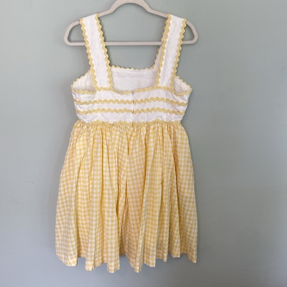 MABLE Yellow and White Square Neck Gingham Sundress Size Medium - Picture 3 of 6